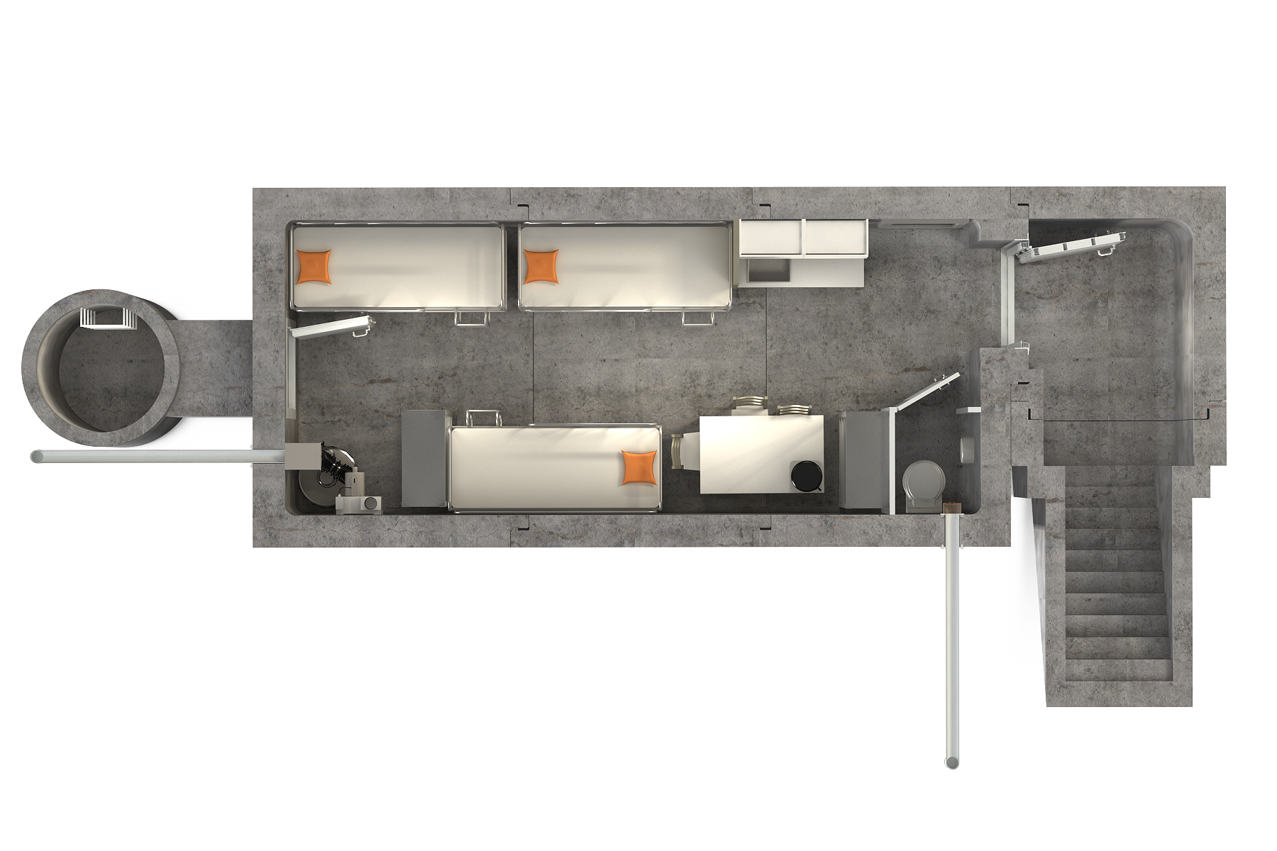 Modular Shelter_M_wiz_PP_B2_przekroj od gory 3